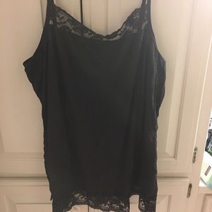 Maurices Plus size 3, Black ruched lace top tank
